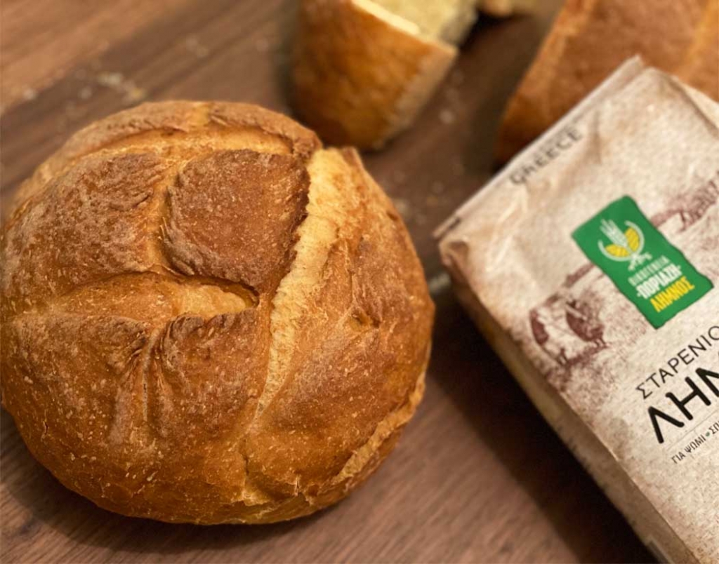 Παραδοσιακό Ζυμωτό ψωμί με Σταρένιο Αλεύρι Λήμνου Οικογένειας Ποριάζη.